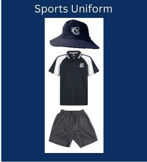 Sports Uniform - Navy and White CPS Polo, Grey microfiber shorts